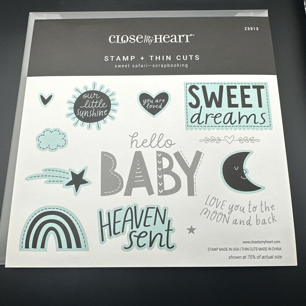 CTMH Z3913 THIN CUTS & D1986 SWEET SAFARI hello BABY Close to my heart Stamps